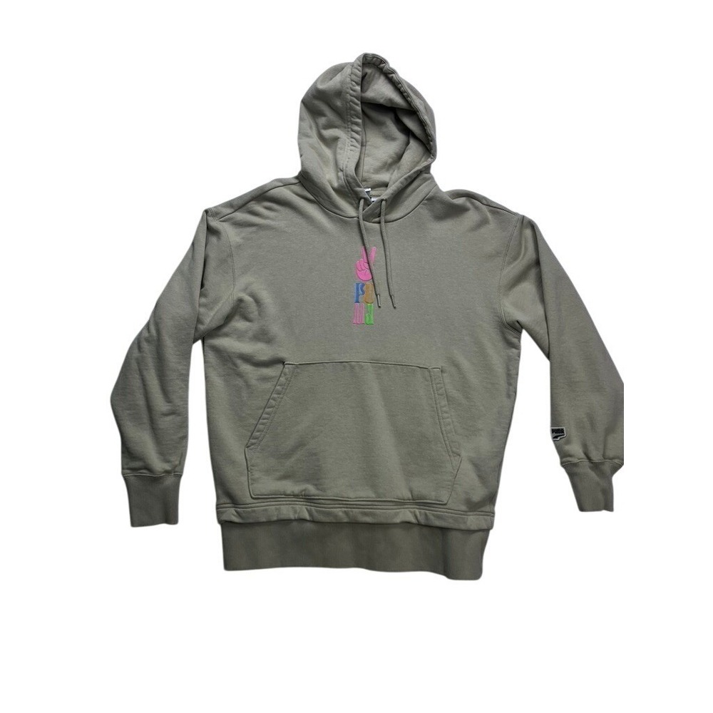 Puma Hoodie Small‎ Beige Peace Sign Graphic Pullover Sweatshirt Streetwear